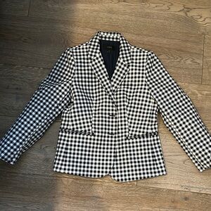 J. Crew Black and White Checkered Blazer with Notched Lapels
